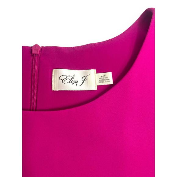 Eliza J Sleeveless Asymmetrical Hem Side Ruffle Sheath Dress | Plus 22W Pink - Picture 6 of 8